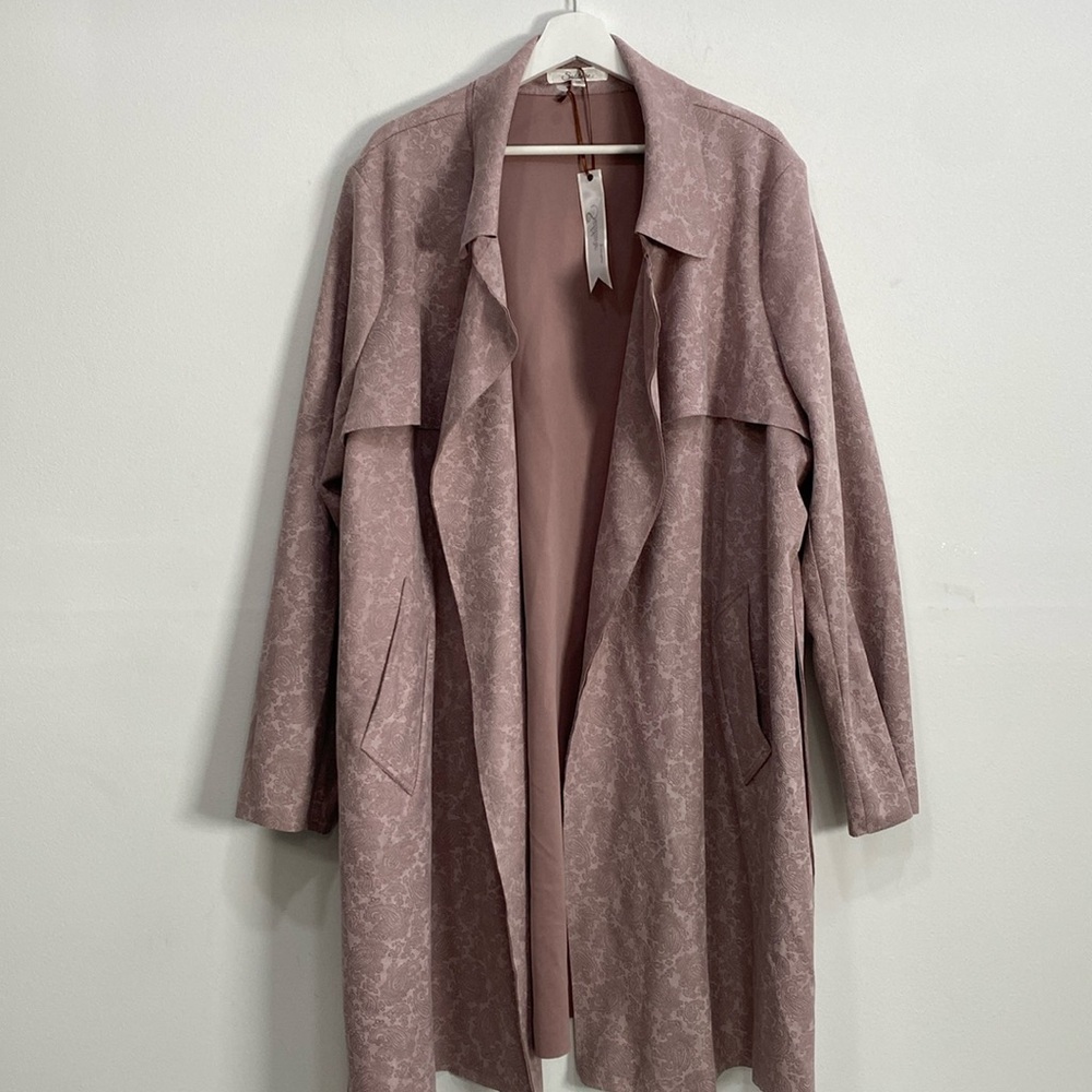 Solitaire 2X Paisley Trench Coat Faux Suede Art to Wear NWT